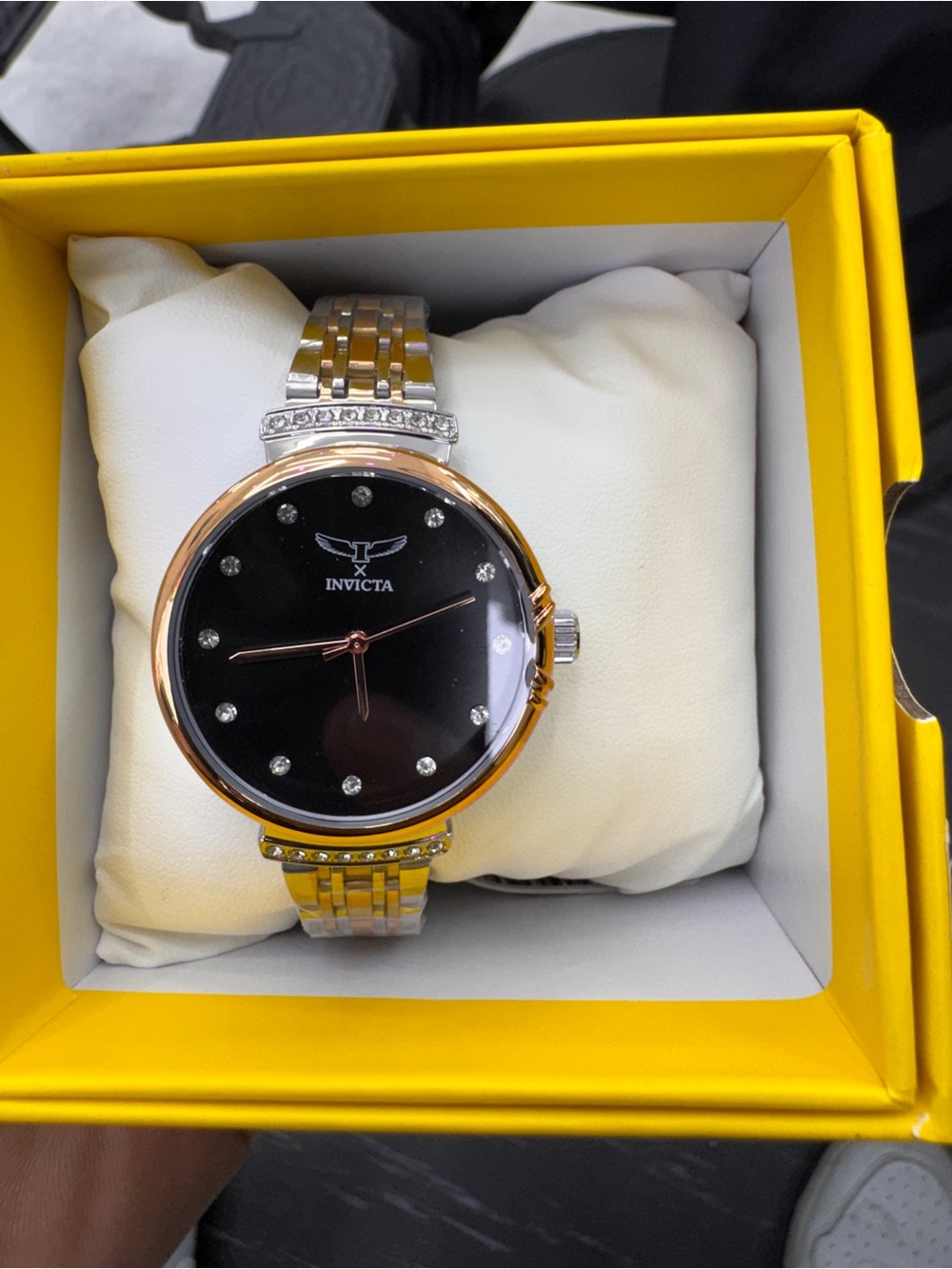 Invicta Two-Tone Gold and Silver Bracelet Watch with Black Dial